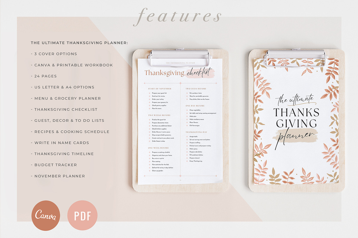 Thanksgiving Planner | PDF & Canva, a Magazine Template by Marigold Studios (Photo 2 of 10)