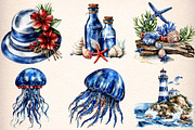 watercolor coastal clipart, an Illustration by GatewayDesign (Thumbnail 2 of 9)