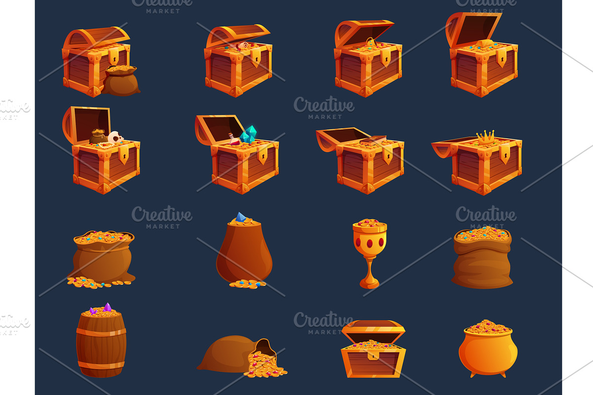 Chests and bags with treasure, a Finance Illustration by Valerie Bodnar