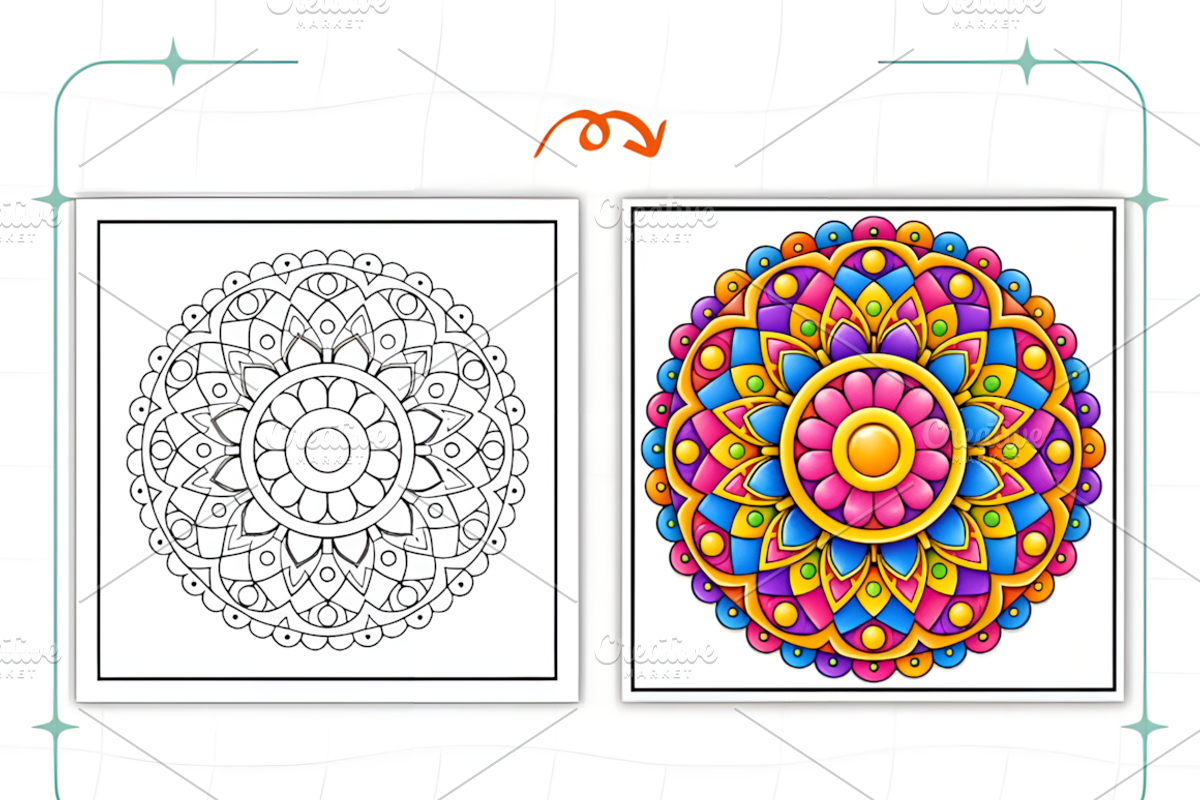Bold and Easy Mandala Coloring Pages, a Decorative Illustration by Coco Bloom (Photo 5 of 9)