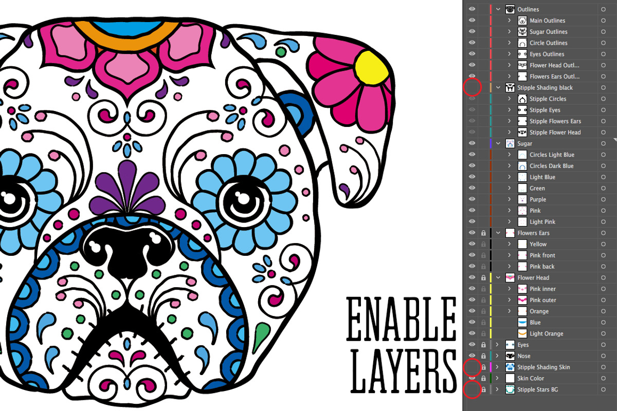 Puppy Calavera Tattoo Style Vector, an Illustration by BAD TASTE (Photo 6 of 7)