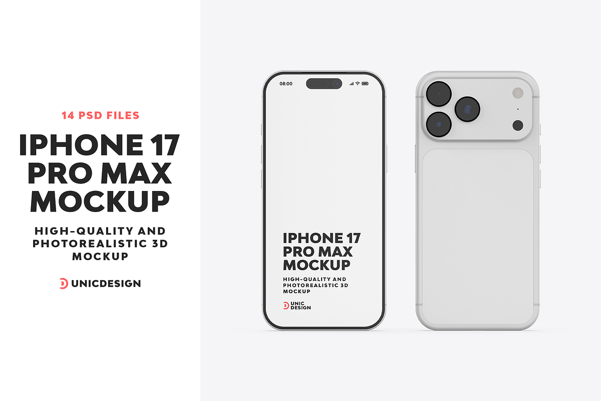 iPhone 17 Pro Max Mockup, an iPhone Mockup by UnicDesign