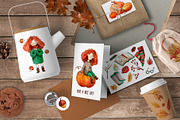 Autumn Girl watercolor clipart set, an Illustration by Ekaterina Goncharova (Thumbnail 3 of 4)