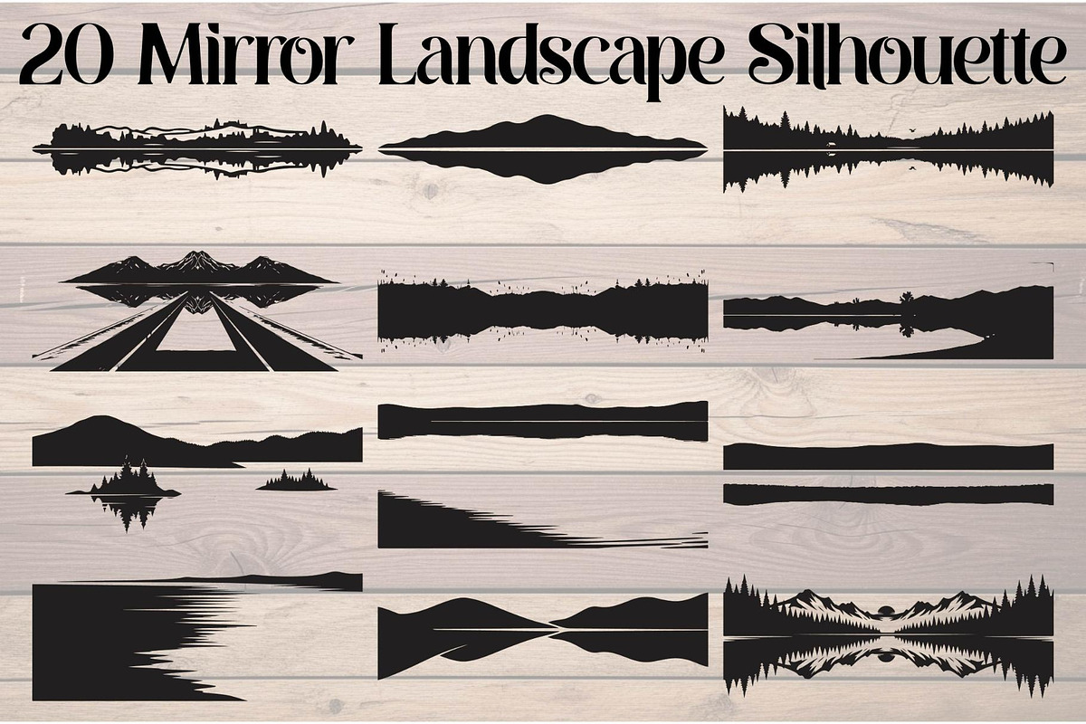 Mirror Landscape Silhouette, an Object Graphic by Designer_Momina (Photo 1 of 20)