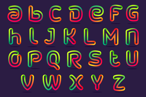 One Line Colorful Letters Set