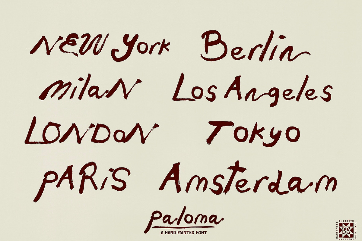 Paloma Hand Painted Font, a Handwritten Font by Madeline ODonoghue Design (Photo 4 of 4)