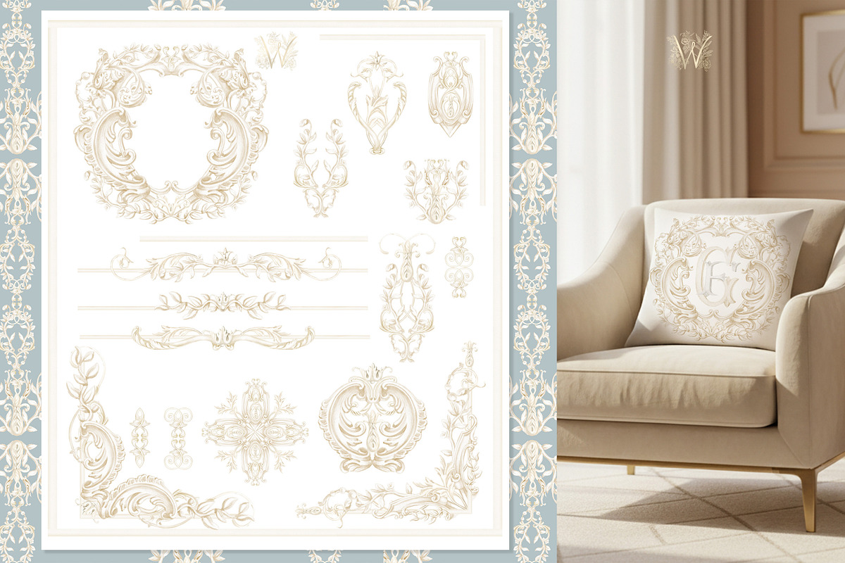 Regency wedding monogram crest, a Decorative Illustration by WonderWonder (Photo 2 of 9)