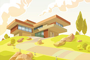 Beautiful Modern Villa, an Illustration by LEKS illustrations (Thumbnail 2 of 3)