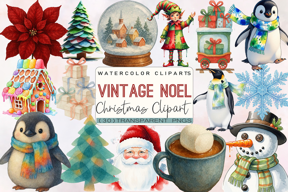 Vintage Noel Retro Christmas Bundle, an Illustration by SVGArt (Photo 1 of 8)