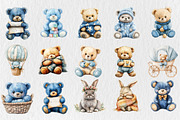 Blue Teddy Bear Baby Shower Clipart, an Animal Illustration by Rose Art (Thumbnail 2 of 5)