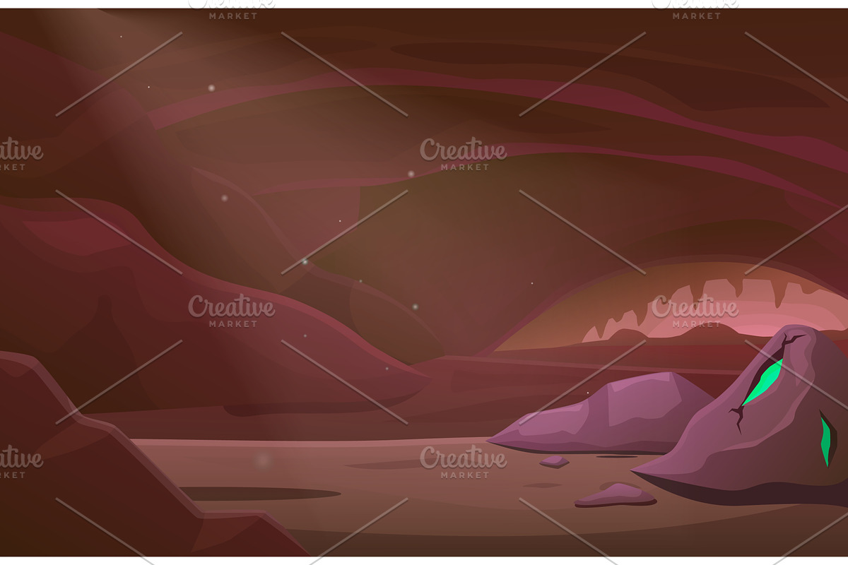 Magic underground cave in mountain, an Illustration by Valerie Bodnar