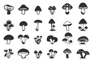 Forest mushrooms icons set. Autumn, a Food Illustration by Valerie Bodnar
