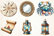 Watercolor Nautical Decor Clipart, an Illustration by Libby Wishes (Thumbnail 3 of 7)