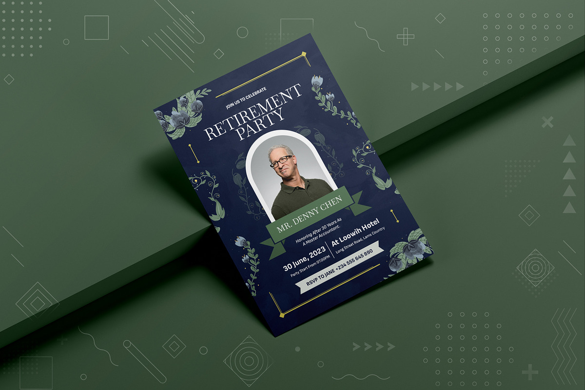 Blue Floral Retirement Invitation, an Invitation Template by Fannan Studio (Photo 2 of 2)