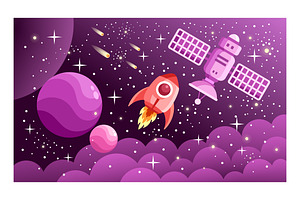 Space Objects Vector Illustration