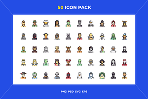50 Halloween costume avatars icons, an Icon by Wencory