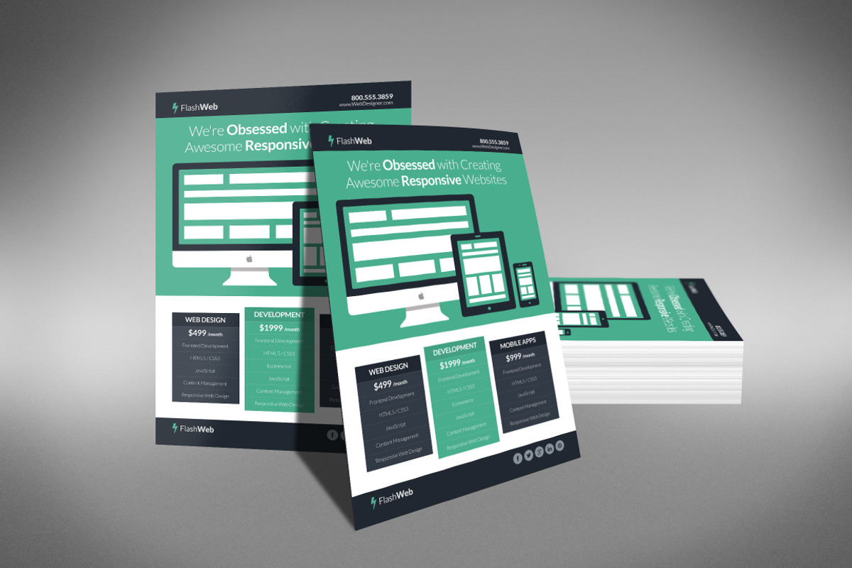 Flat Web Design Flyer, a Flyer Template by Creativenauts (Photo 4 of 4)