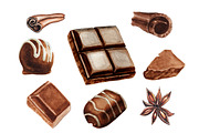 Watercolor chocolate set, a Pattern Graphic by lenavetka87 (Thumbnail 1 of 2)