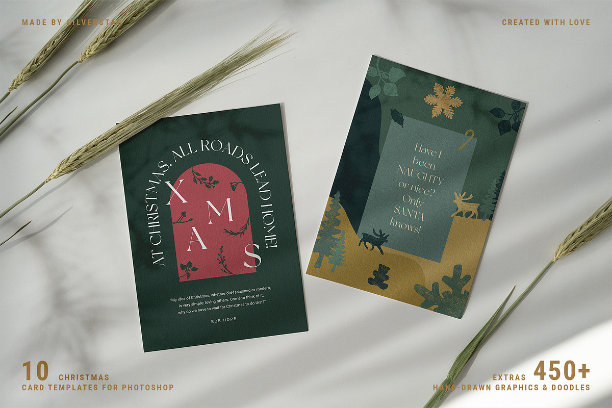 Christmas Card Templates & Extras, a Card Template by SilverStag Type Foundry (Photo 10 of 20)