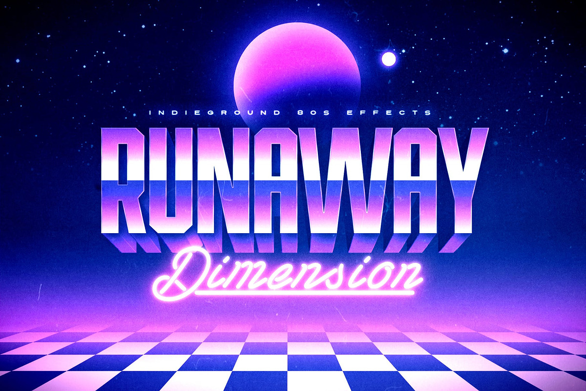 80s Text Effects Complete Bundle, a Layer Style Add-On by Indieground Design Inc. (Photo 18 of 31)