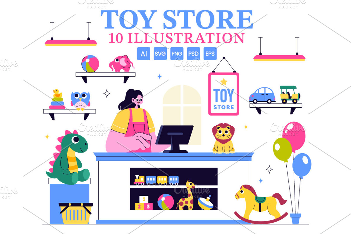 10 Toy Store Vector Illustration, an Object Illustration by denayunebgt (Photo 1 of 4)