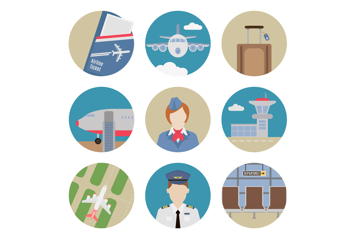 Airport flat icons