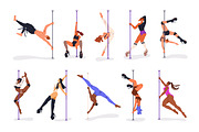 Sexy dancers perform pole dance set, a Person Illustration by Good Studio (Thumbnail 1 of 7)
