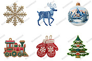 Vintage Embroidery Christmas Clipart, an Illustration by designcity5 (Thumbnail 2 of 5)