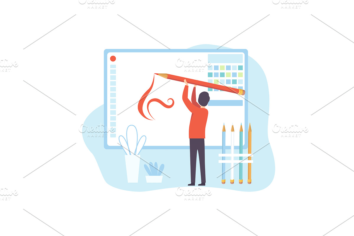 Man Creating Website, Digital, a Technology Illustration by TopVectors