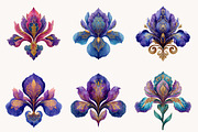 Iris Paisley Clipart Bundle, a Seasonal Illustration by Designworld (Thumbnail 7 of 10)