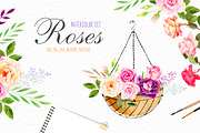 Watercolor roses & florals set, an Illustration by Elegantia (Thumbnail 1 of 9)