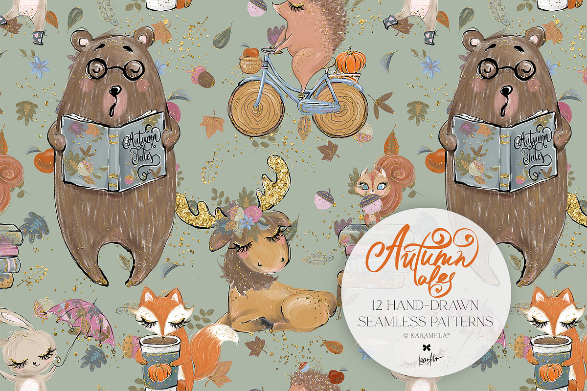 Fall Woodland Clipart & Patterns Kit, a Seasonal Illustration by KaramfilaS (Photo 18 of 25)