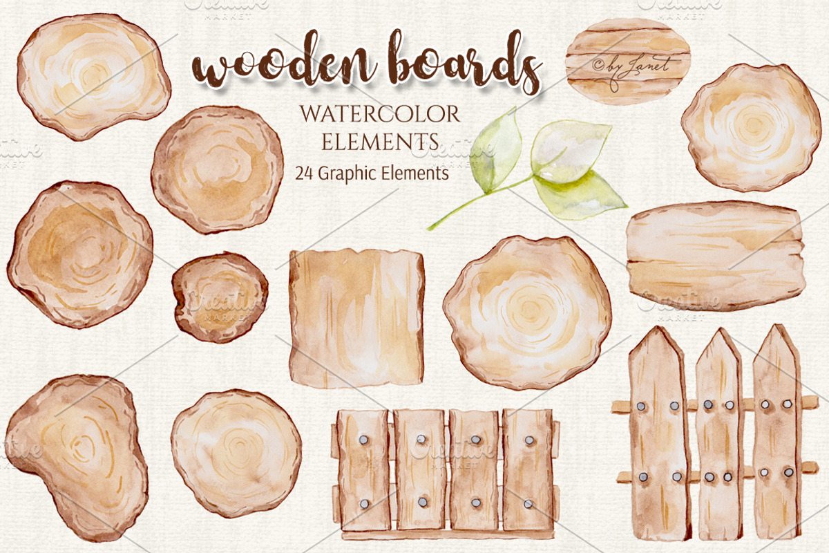 Wooden Boards Watercolor, an Illustration by helloPAPER (Photo 2 of 3)