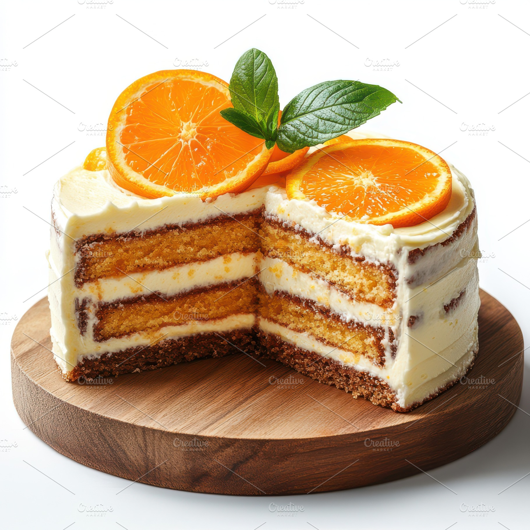 Slices of cream slice cake on wooden, a Food & Drink Photo by Pixeness Studio