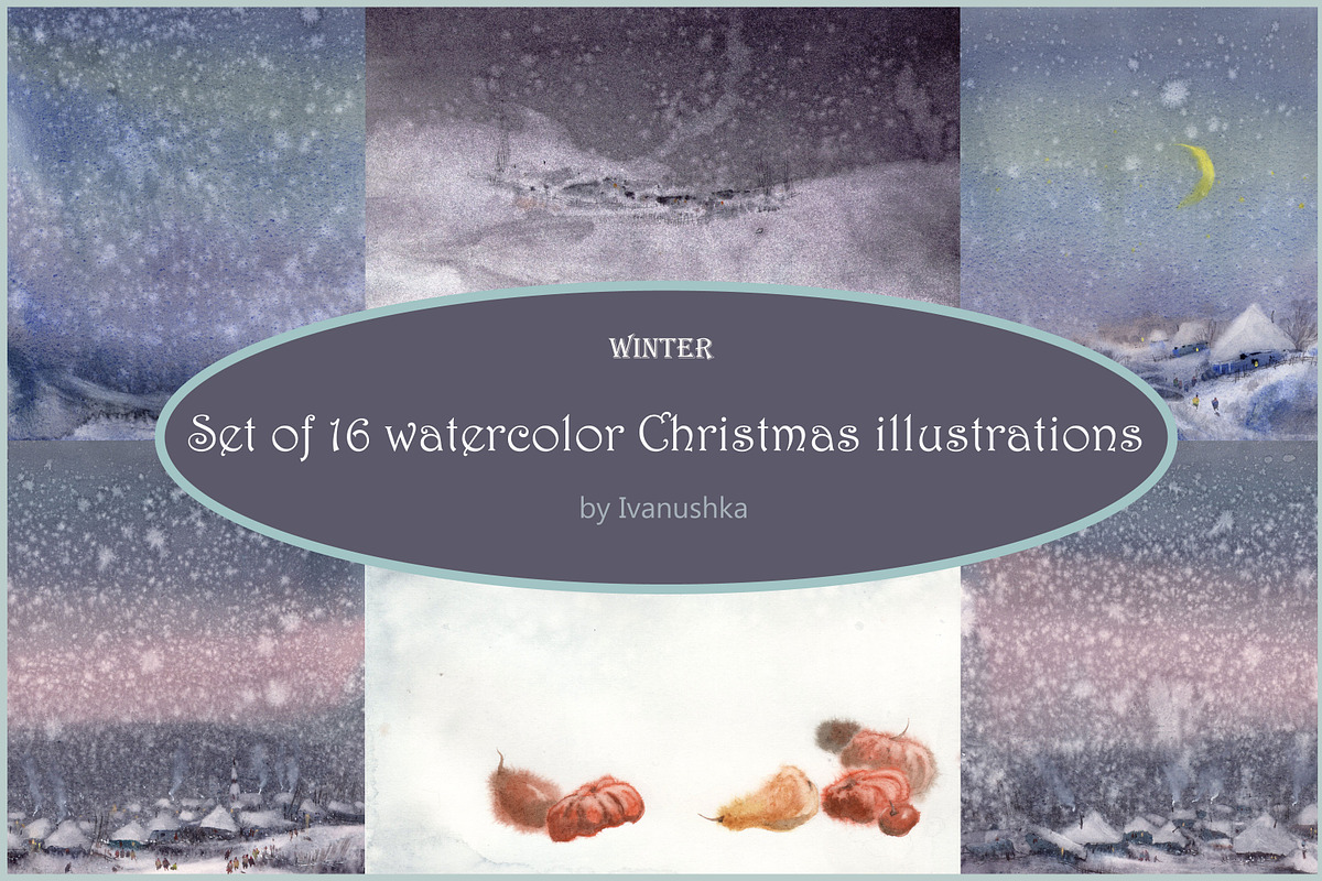 Watercolor X-mas backgrounds, a Decorative Illustration by ivanushka-art (Photo 4 of 5)