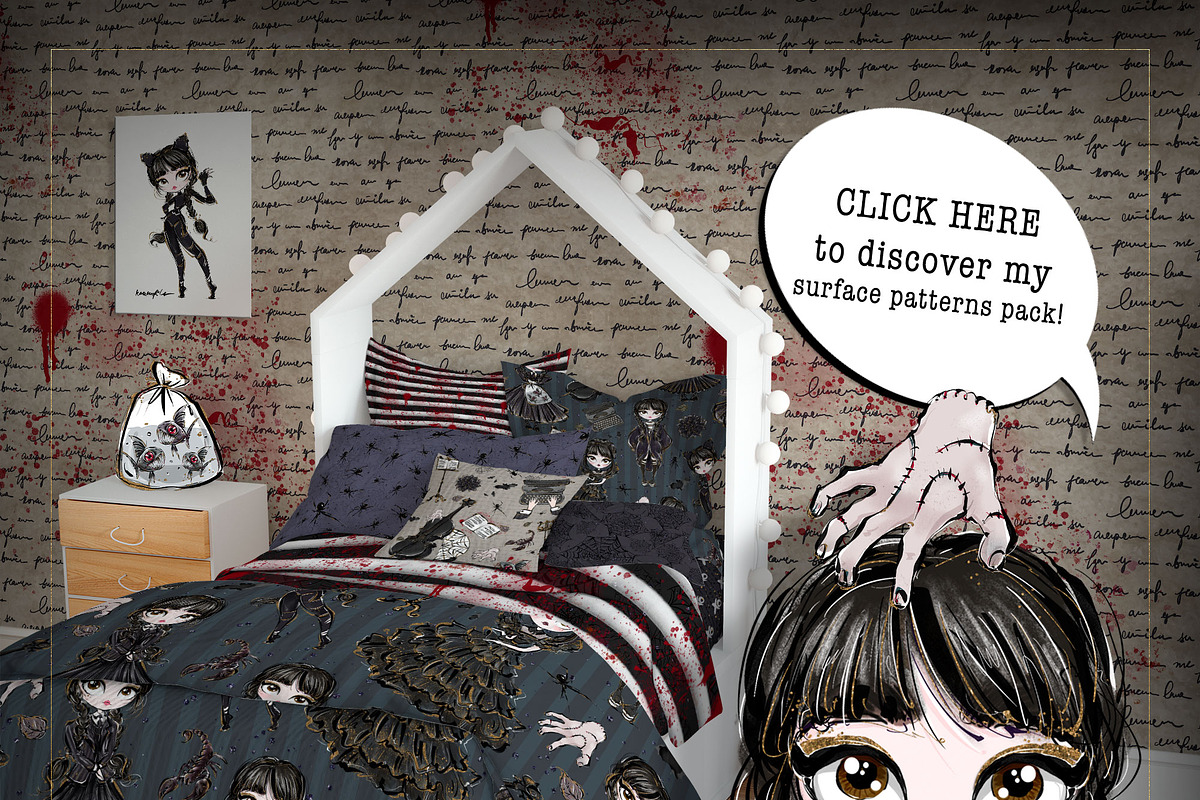 Gothic School Nerd Girl Clipart, a Seasonal Illustration by KaramfilaS (Photo 10 of 10)