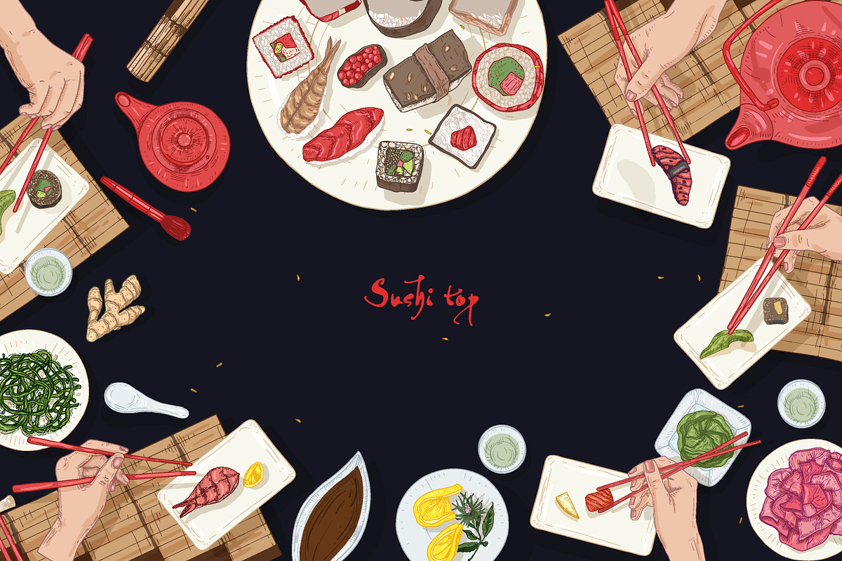 Sushi, hand drawn bundle, a Food Illustration by Good Studio (Photo 4 of 32)