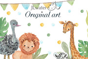 Safari Animals Watercolor Clip Art, an Animal Illustration by JaneLane (Thumbnail 1 of 3)
