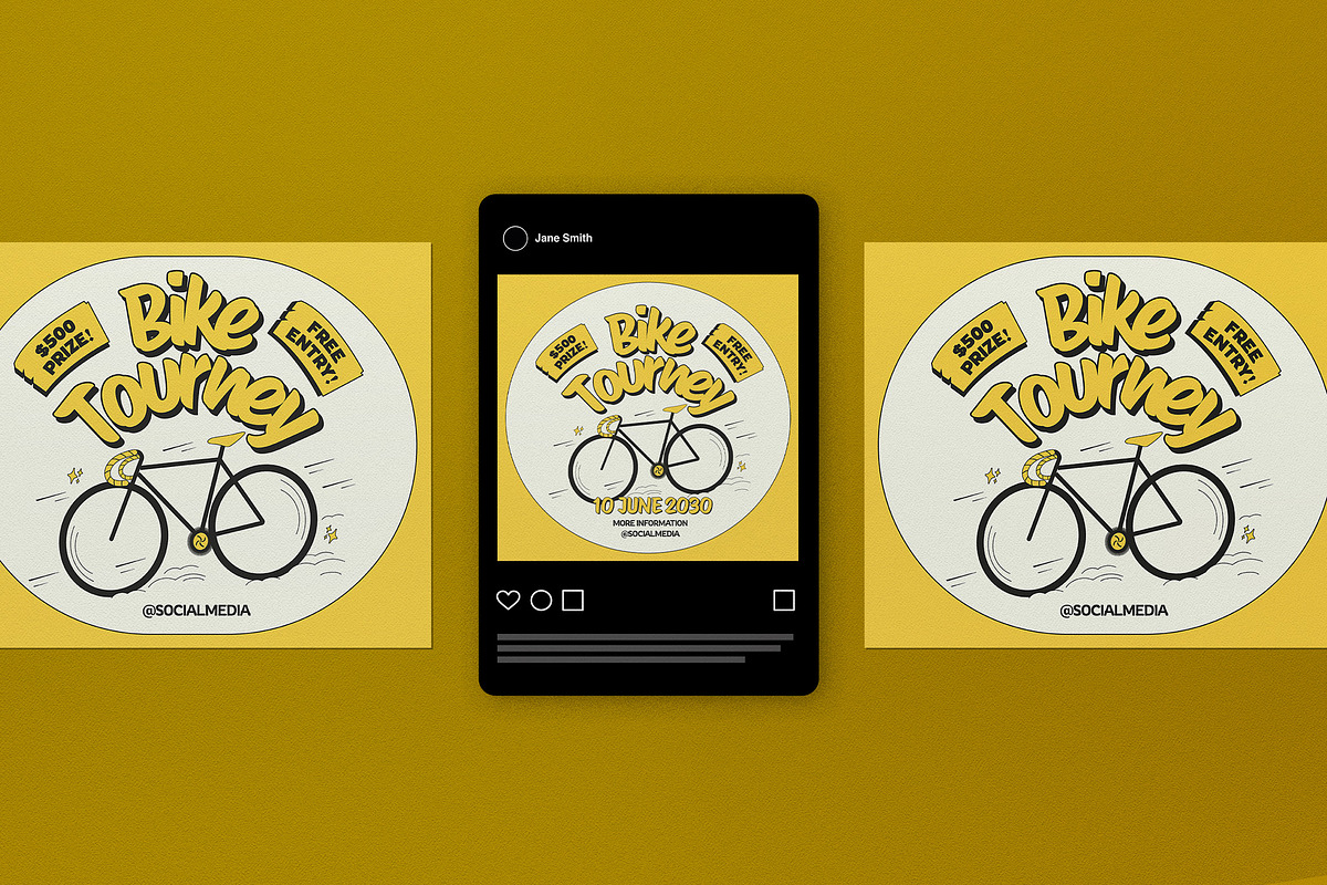 Yellow Retro Bike Tournament Flyer, a Flyer Template by graphicook (Photo 3 of 4)