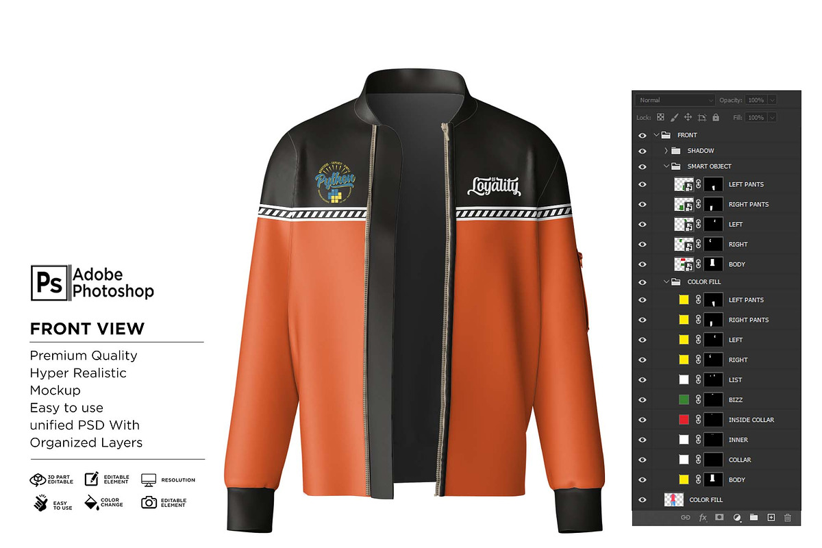 Bomber Jacket Zipper Mockup, a Shirt Mockup by Nanggroe Scripting (Photo 6 of 9)