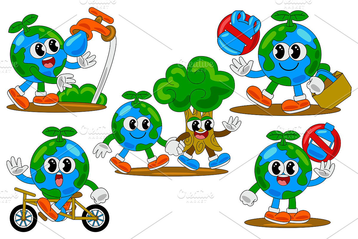 Earth Day Character Vector Pack 02, an Object Illustration by MEDZ (Photo 1 of 6)