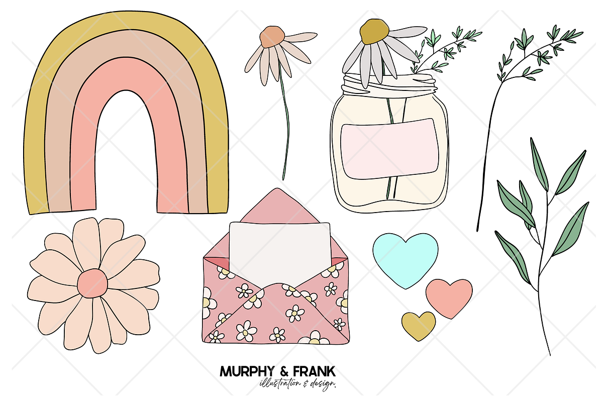 Cute Pastel Spring Doodle Clipart, an Object Graphic by Murphy & Frank (Photo 4 of 8)
