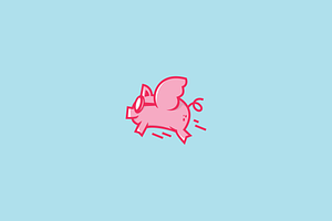 Flying Pig Mascot Logo 