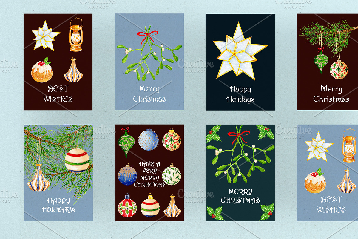 Watercolor Christmas Clipart, a Seasonal Illustration by Olexandra Mur (Photo 4 of 6)