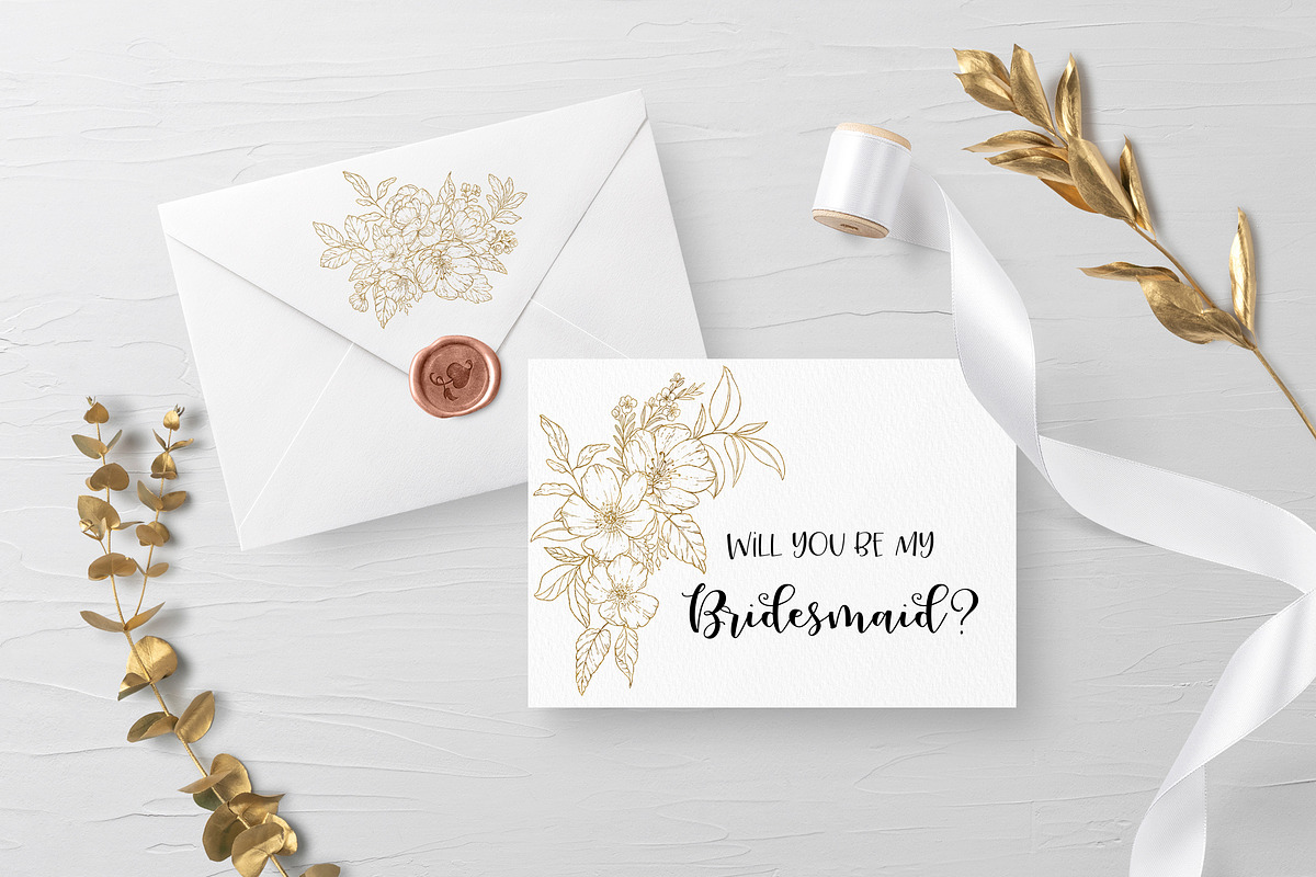 Gold Floral Graphic Collection, an Illustration by Elly Studio (Photo 2 of 14)