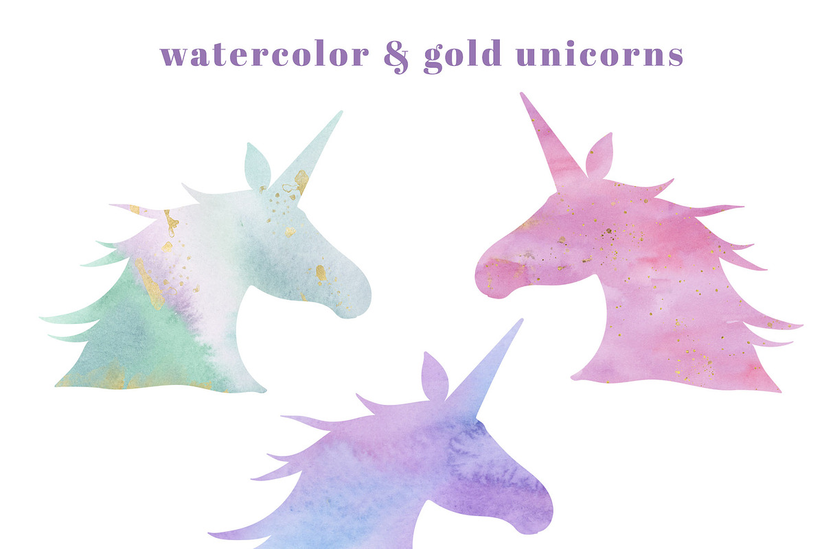 Watercolor Unicorn Clip Art, a Texture Illustration by Hello Muse Design (Photo 4 of 6)