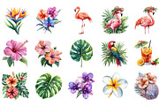 Tropical Flower Clipart Bundle, an Illustration by Designking (Thumbnail 2 of 5)