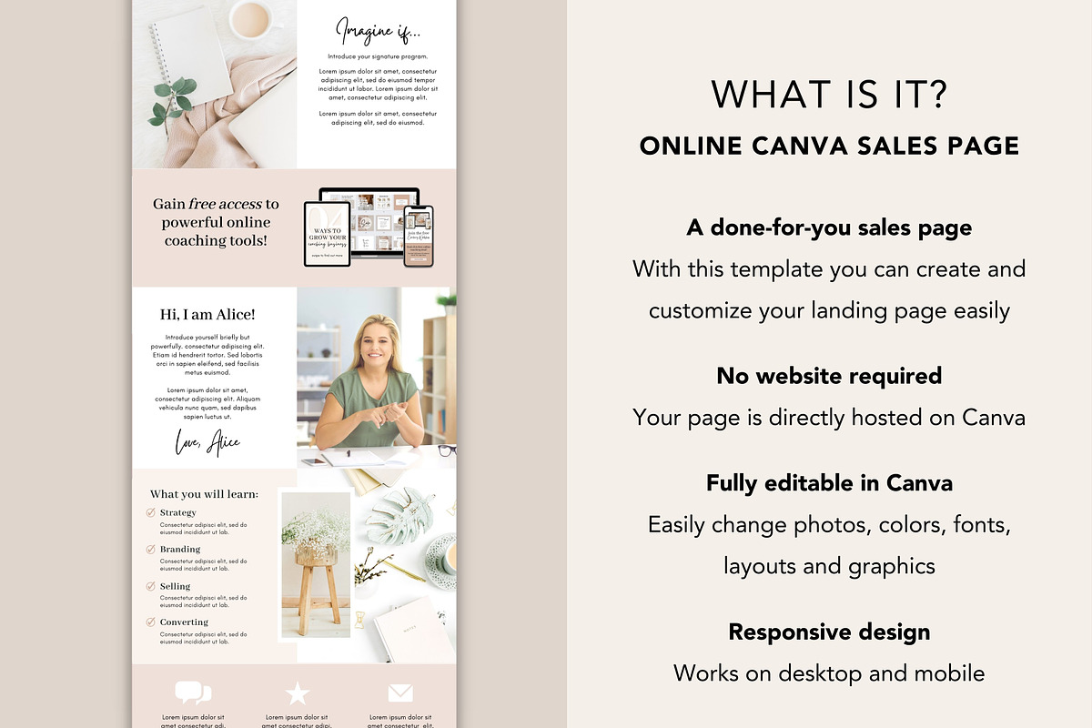 Coaching Sales Page Template Canva, a Landing Page Template by DeeBeeDesign (Photo 2 of 10)