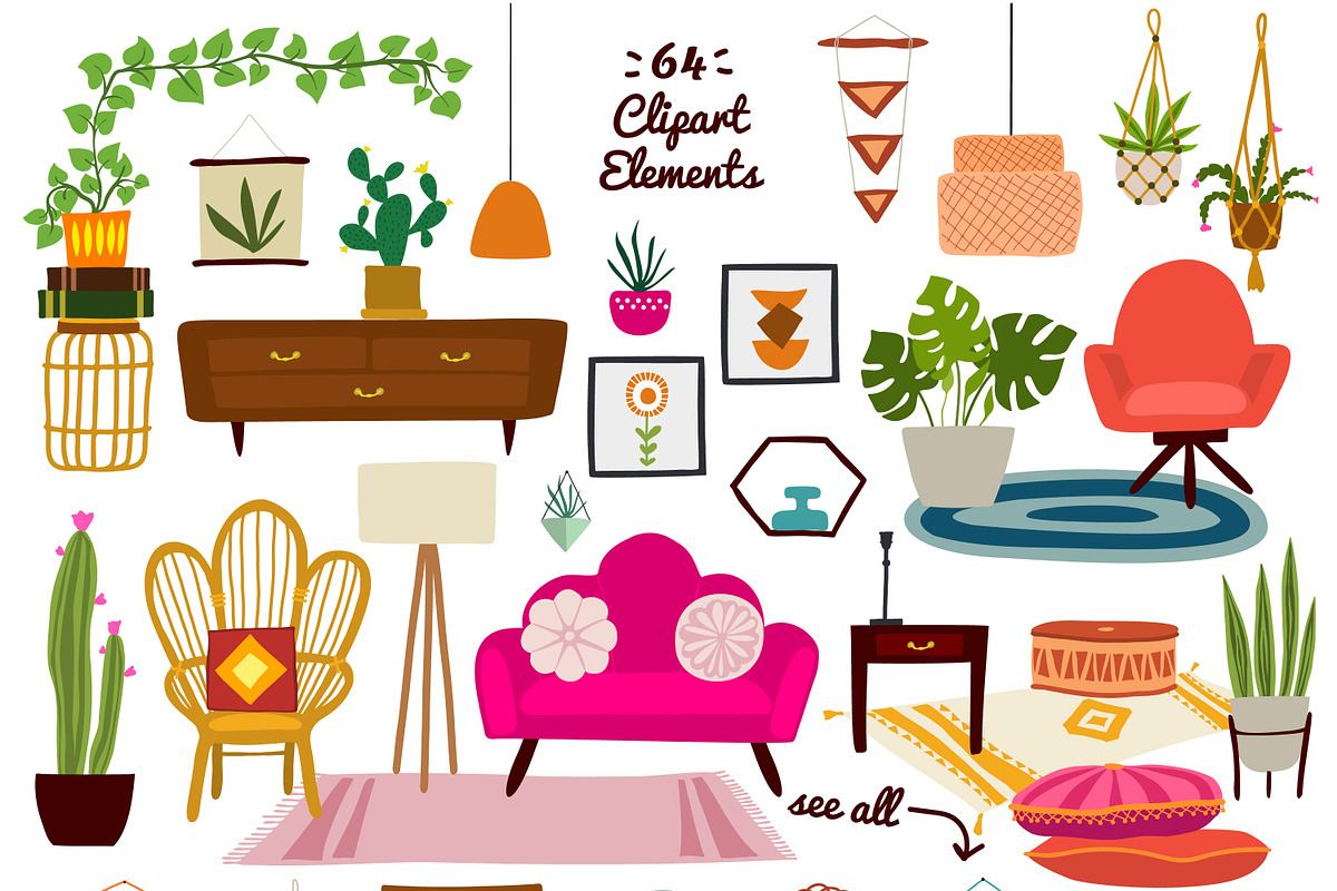 Cozy Boho Home Graphics Set, a Decorative Illustration by Anna Krestiannykova (Photo 2 of 12)