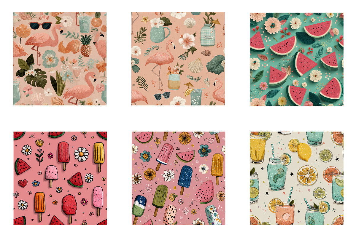 Summer Seamless Repeat Pattern, an Illustration by CreationArt (Photo 4 of 7)